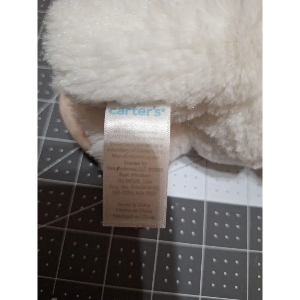 Carters Bunny Rabbit White Grey Spotted Pink Nose Stuffed Animal Plush